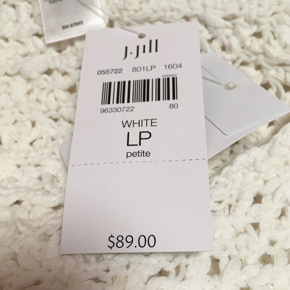 J Jill White Sweater with Side Button Detail 3/4 Sleeve NWT - Size L Petite - Picture 5 of 7